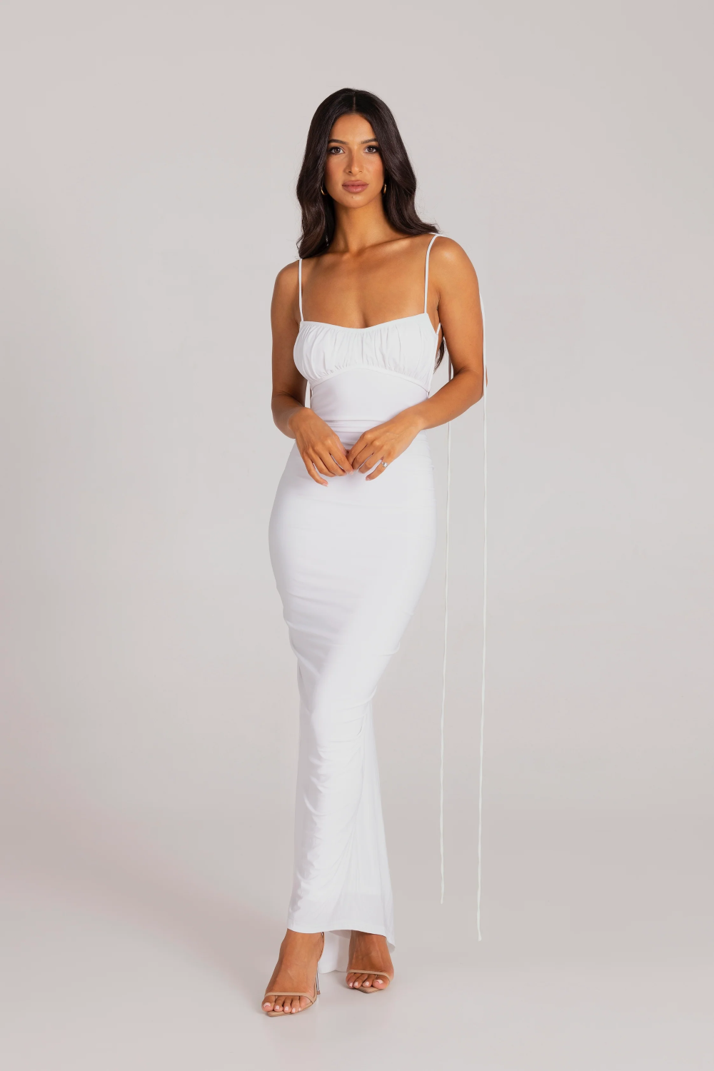 Variant image for Dames Maxi Jurk Zwarte Elegante Gerimpelde Halslijn - Zahara-10