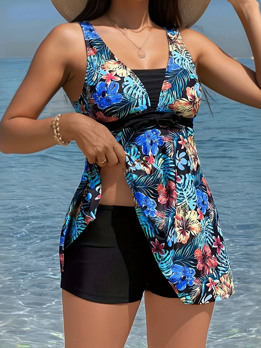Dames Tweedelige Tankini Set Sportieve Stijl Met Levendige Print - Brynn-2