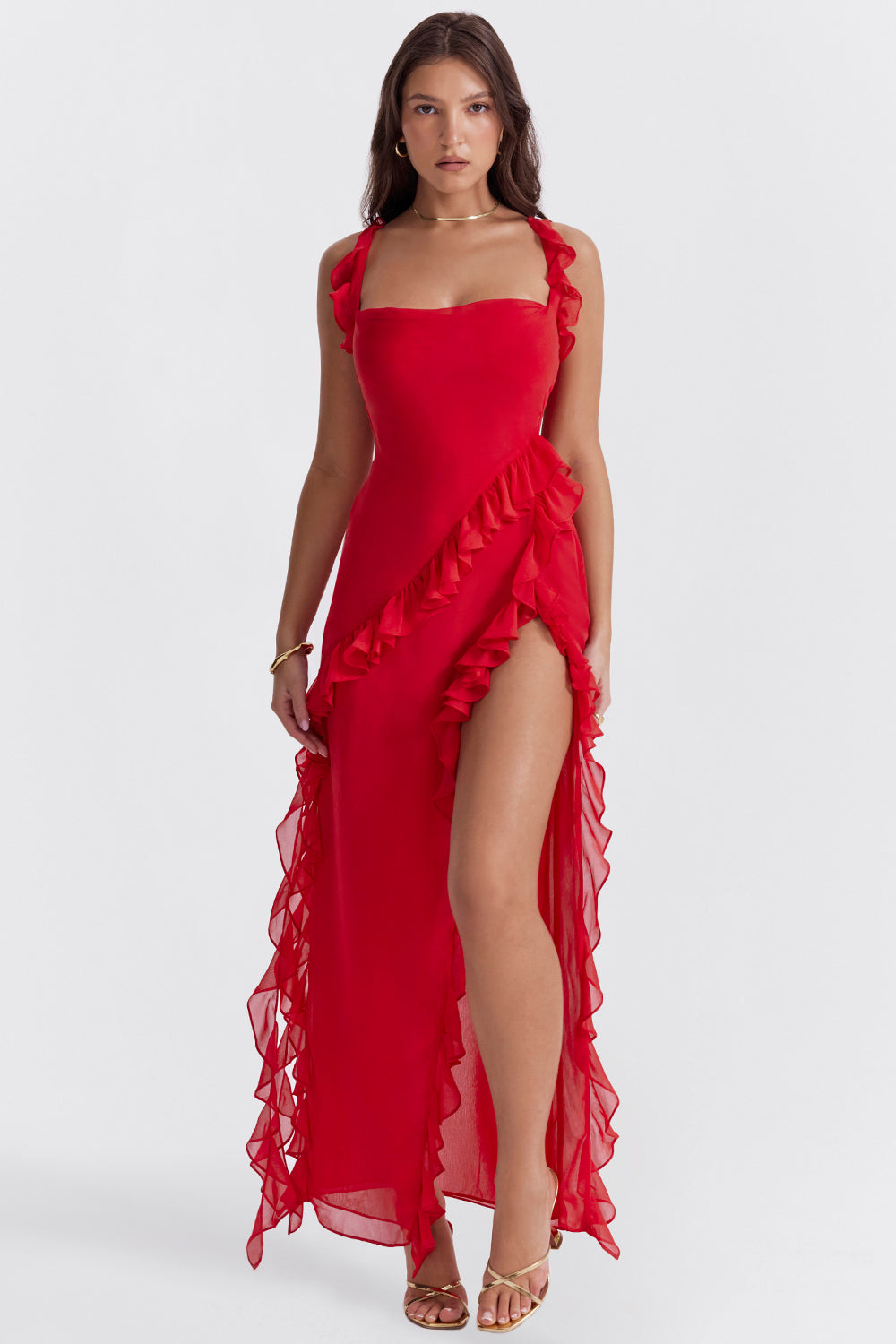 Dames Zomerjurk Elegante Ruches met Zijsplit - Adriana-1