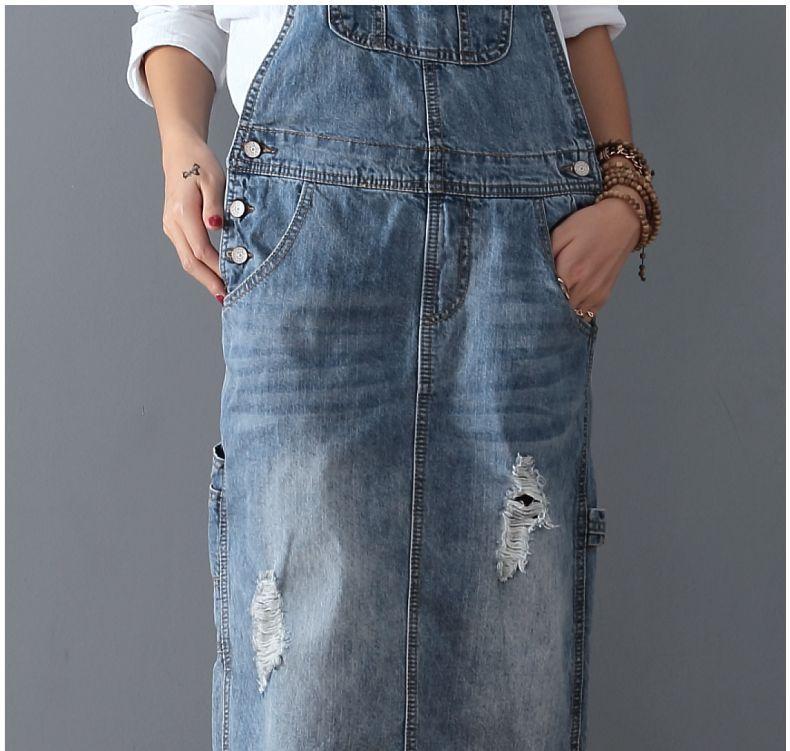 Dames Denim Midi Jurk Elegante Stijl - Dewi-5
