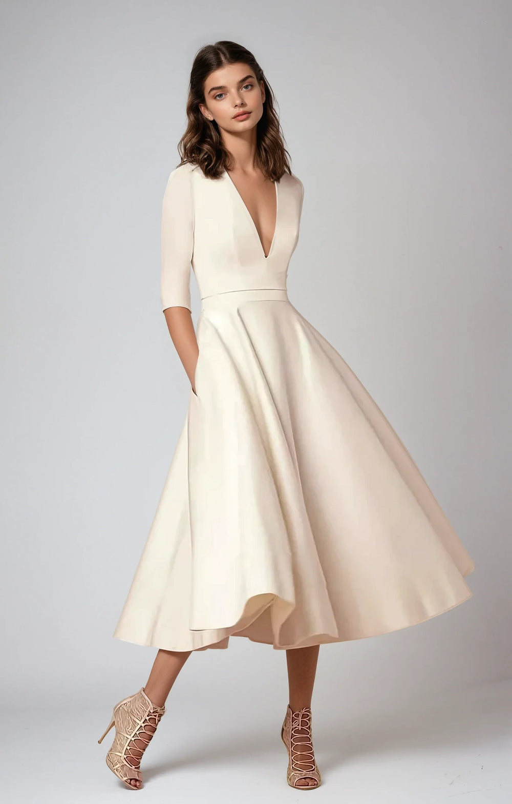 Dames A-lijn Midi-jurk Elegante en Tijdloze Stijl - Cecelia-2