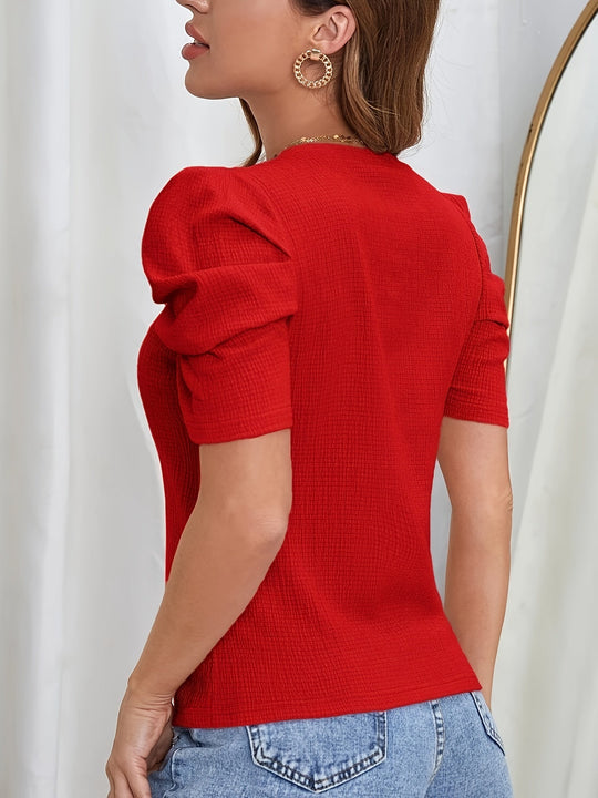 Dames T-shirt Elegant Pofmouwen Ronde Hals - Lisa-6