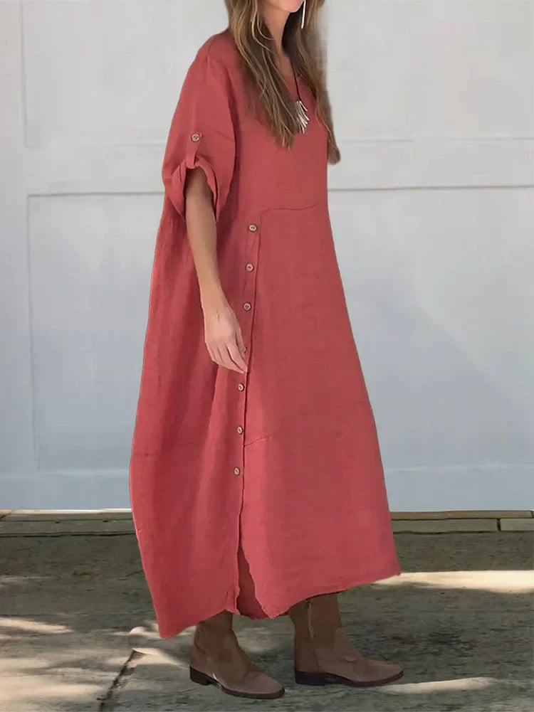 Dames Lange Zomerjurk Ademend Comfortabel Ontwerp - Meah-4