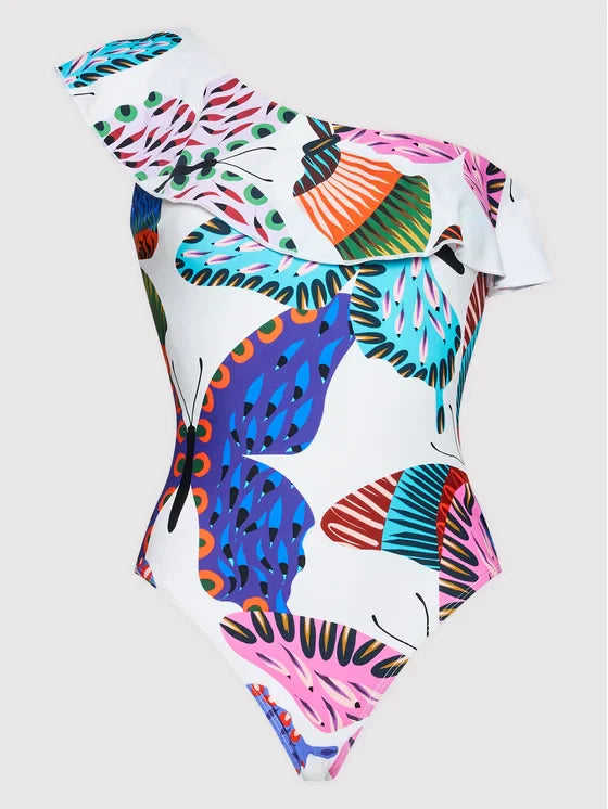 Dames Badpak met Ruches Elegante Snit voor Strand en Zwembad - Claudia-4