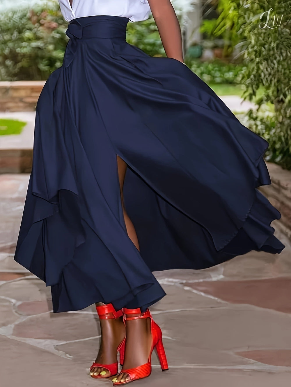 Variant image for Dames Maxi Rok A-Lijn Geplooid Ontwerp met Strik Taille - Elegantie-1