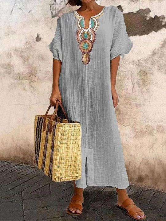 Variant image for Dames Maxi Jurk Elegante Geborduurde Bohemian Stijl - Vloeiende Kaftan-13