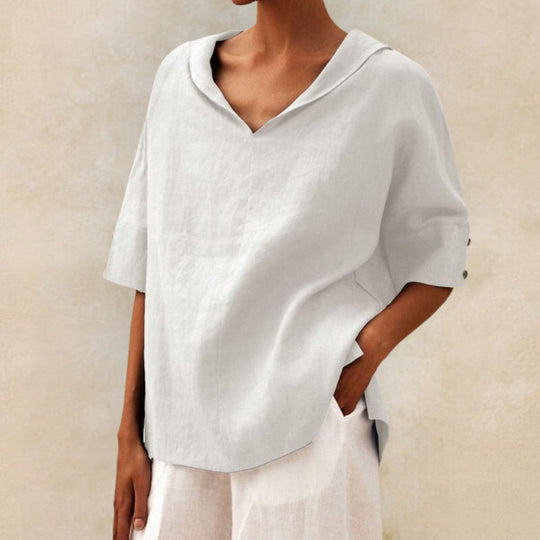 Martha | V-hals casual linnen shirt 6