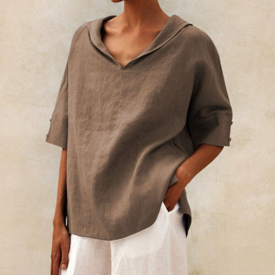 Martha | V-hals casual linnen shirt 5