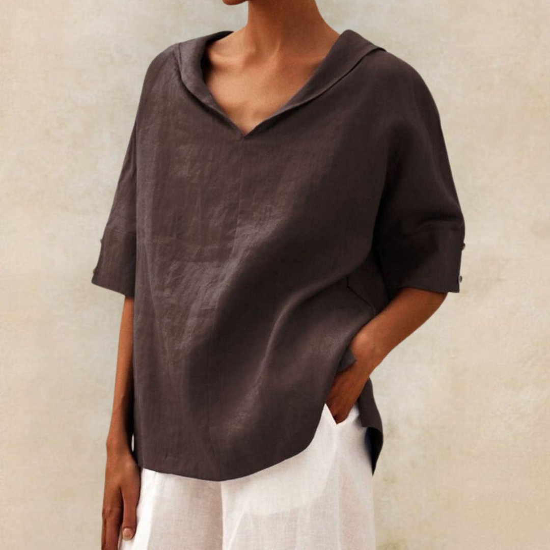 Martha | V-hals casual linnen shirt 4