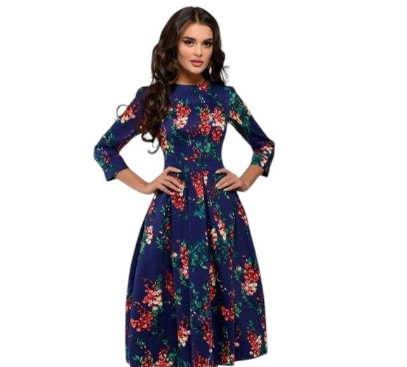 Variant image for Dames Midi Jurk Bloemenprint Elegante Ronde Hals - Sophie-31