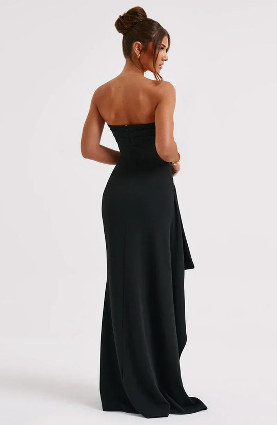 Jackie | Gedraaide maxi -jurk zonder schouders 6