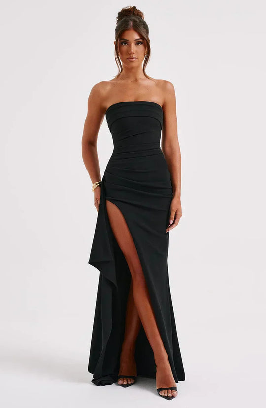 Jackie | Gedraaide maxi -jurk zonder schouders 5